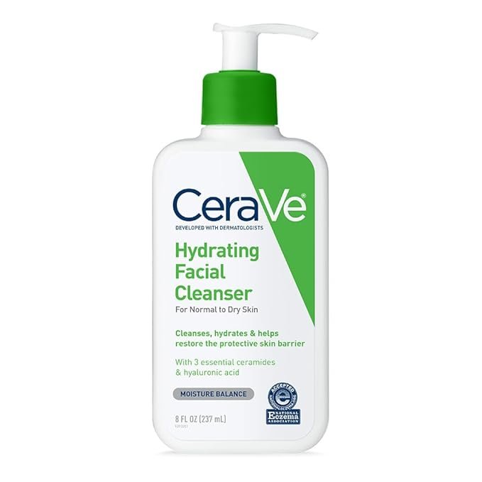 CeraVe Hydrating Facial Cleanser with Ceramides and Hyaluronic Acid