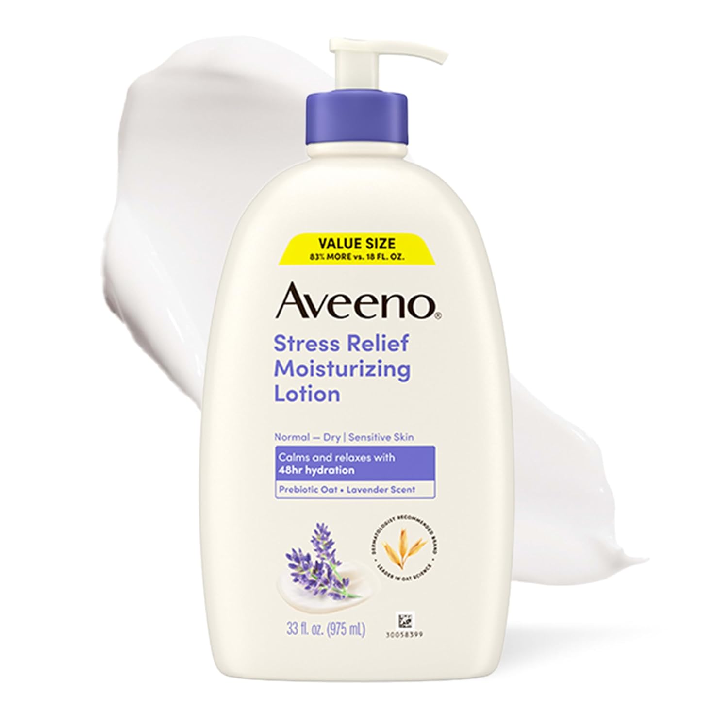 Aveeno Stress Relief Moisturizing Body Lotion with Lavender Scent, Natural Oatmeal to Calm & Relax, Non- Greasy Daily Stress Relief Lotion, 33 fl. oz