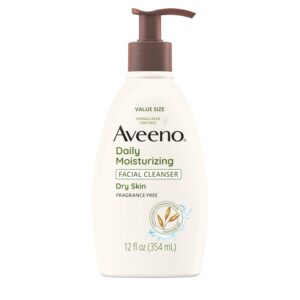 Aveeno Daily Moisturizing Facial Cleanser with Soothing Non-GMO Oat, Hydrating Face Wash for Soft & Supple Skin - 12 fl oz