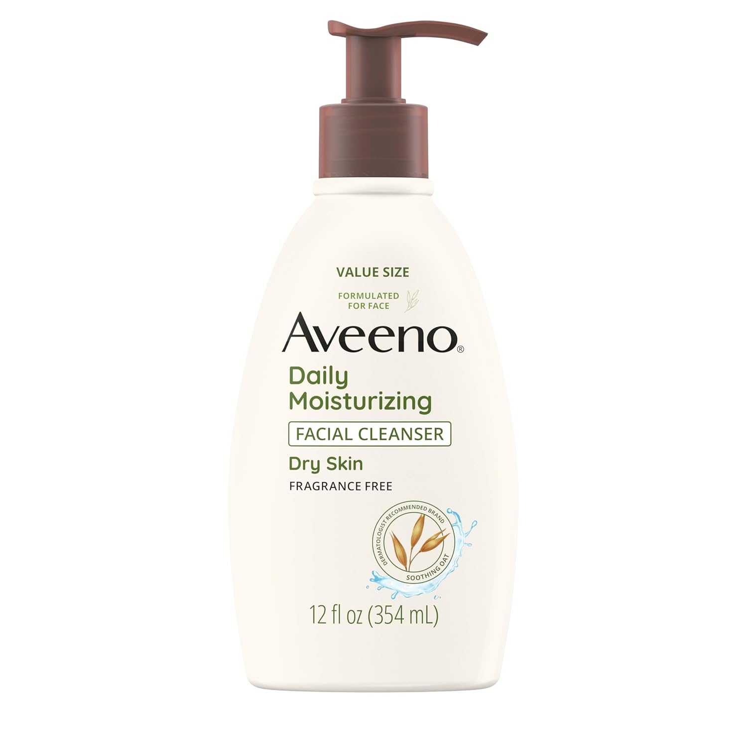 Aveeno Daily Moisturizing Facial Cleanser with Soothing Non-GMO Oat, Hydrating Face Wash for Soft & Supple Skin - 12 fl oz