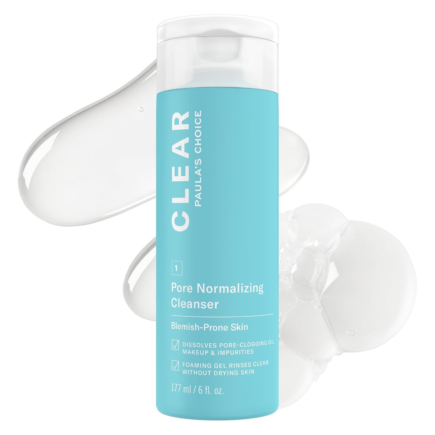 Paula's Choice CLEAR Pore Normalizing Cleanser, Salicylic Acid Acne Face Wash, Redness & Blackheads, 6 Ounce