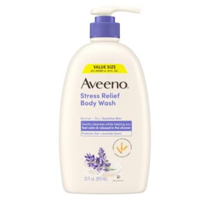 Aveeno Stress Relief Body Wash with Soothing Oat, Gently Cleanses and Moisturizes with Lavender Scent - 33oz