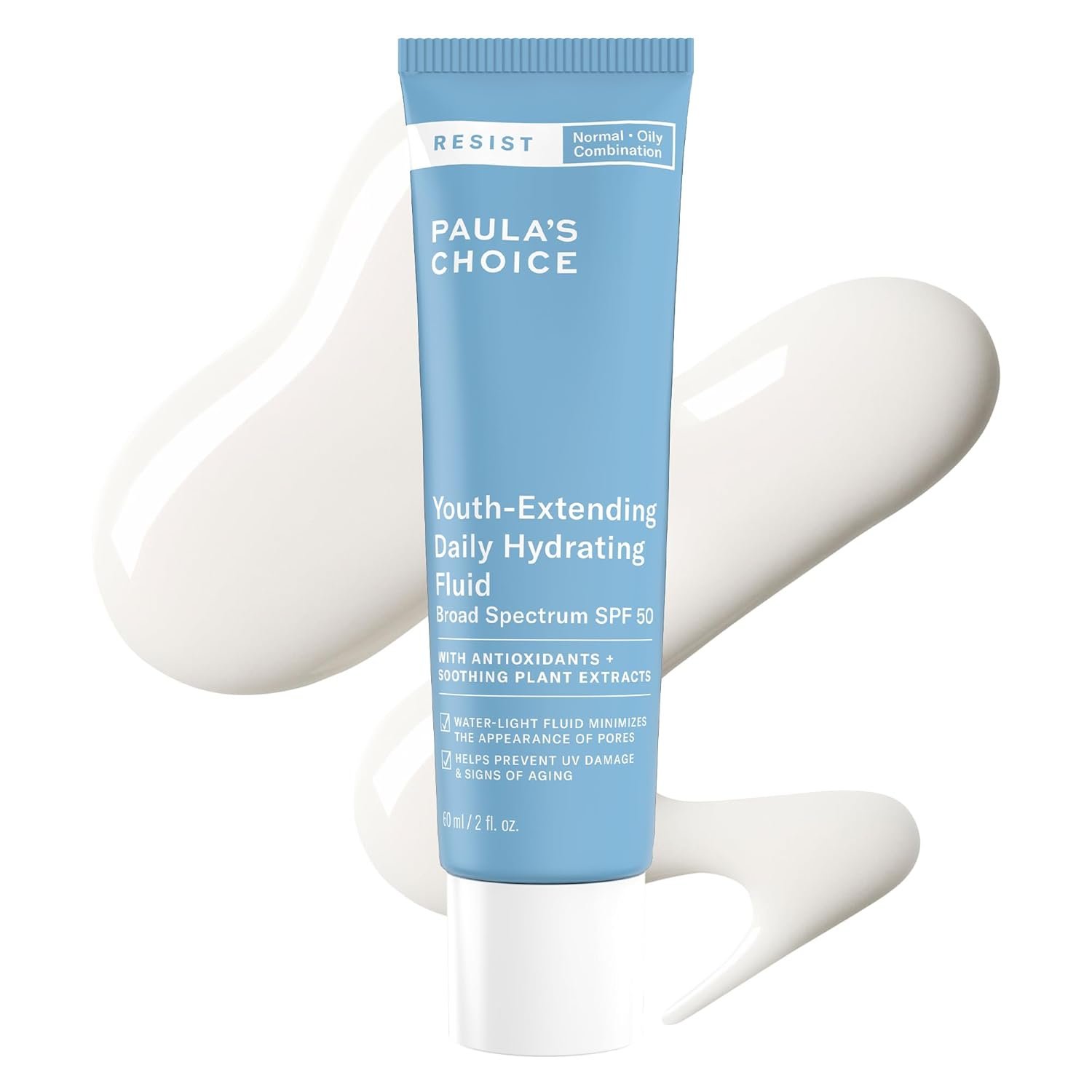 Paula's Choice RESIST Daily Hydrating Fluid Face Moisturizer SPF 50, UVA & UVB Protection, Chamomile & Vitamin E, Sunscreen for Oily Skin, 2 Ounce