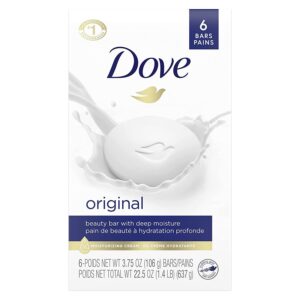 Dove Beauty Bar Gentle Skin Cleanser Moisturizing for Gentle Soft Skin Care Original Made With 1/4 Moisturizing Cream 3.75 oz, 8 Bars