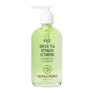 Youth To The People Kale + Green Tea Facial Cleanser - Gentle Superfood Blend of Spinach, Alfalfa, Vitamins C + E - Pore Minimizer, Makeup Remover