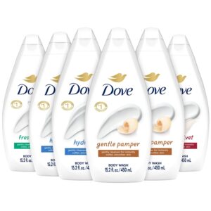 Dove Body Wash Variety - Shea Butter, Deep Moisture, Pistachio Cream, Coconut Milk, Gentle Exfoliating and Silk Glow, 16.9oz