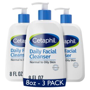 Face Wash by CETAPHIL, Daily Facial Cleanser for Sensitive, Combination to Oily Skin, 8 oz, Gentle Foaming, Soap Free, Hypoallergenic