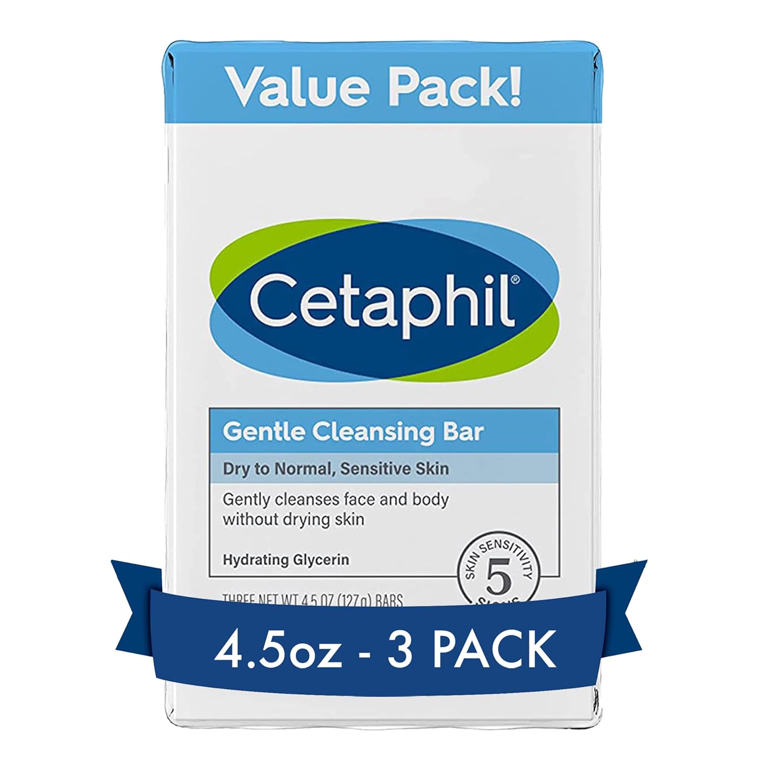 Cetaphil Cleansing Bar | 4.5 oz Bar | Pack of 3 | Nourishing Cleansing Bar For Dry, Sensitive Skin