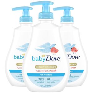 Baby Dove Baby Wash and Shampoo Baby Bath Products for Baby's Delicate Skin Rich Moisture Washes Away Bacteria, Tear-Free and Hypoallergenic, 13 Fl Oz (Pack of 3)