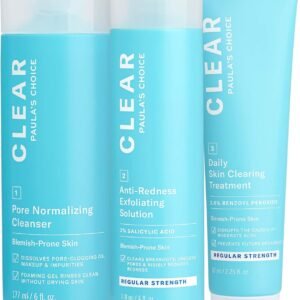 Paula's Choice CLEAR Regular Strength Acne Kit, 2% Salicylic Acid & 2.5% Benzoyl Peroxide for Facial Acne & Pores, Redness Relief, PACKAGING MAY VARY