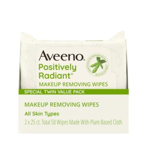 Aveeno Positively Radiant Oil-Free Makeup Removing Facial Cleansing Wipes - 25 ct