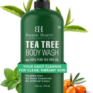 Botanic Hearth Tea Tree Body Wash, Helps Nail , Athletes Foot, Ringworms, Jock Itch, Acne, Eczema & Body Odor, Soothes Itching & Promotes Healthy 16 Fl Oz (473 ml)