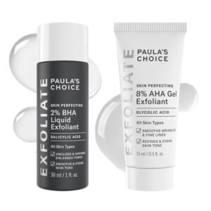 Paula's Choice SKIN PERFECTING 8% AHA Gel Exfoliant & 2% BHA Liquid Travel Duo, Facial Exfoliants for Blackheads & Wrinkles, Face Exfoliators