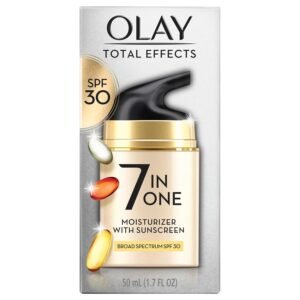 Olay Facial Moisturizing Lotion SPF 30 Total Effects for Dry Skin, 7 Benefits including Minimize Pores, Anti- Aging, 1.7 oz