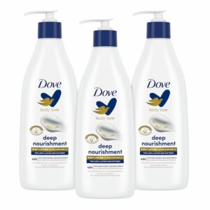 Dove Body Love Pampering Body Lotion for Silky, Smooth Skin Shea Butter Softens and Smoothes Dry Skin, White, 13.5 Oz, 3 Count