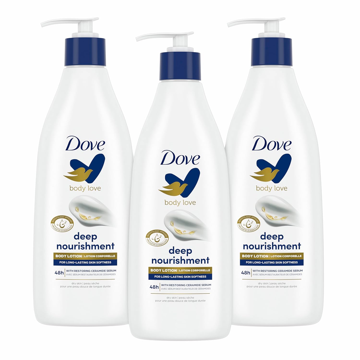 Dove Body Love Pampering Body Lotion for Silky, Smooth Skin Shea Butter Softens and Smoothes Dry Skin, White, 13.5 Oz, 3 Count